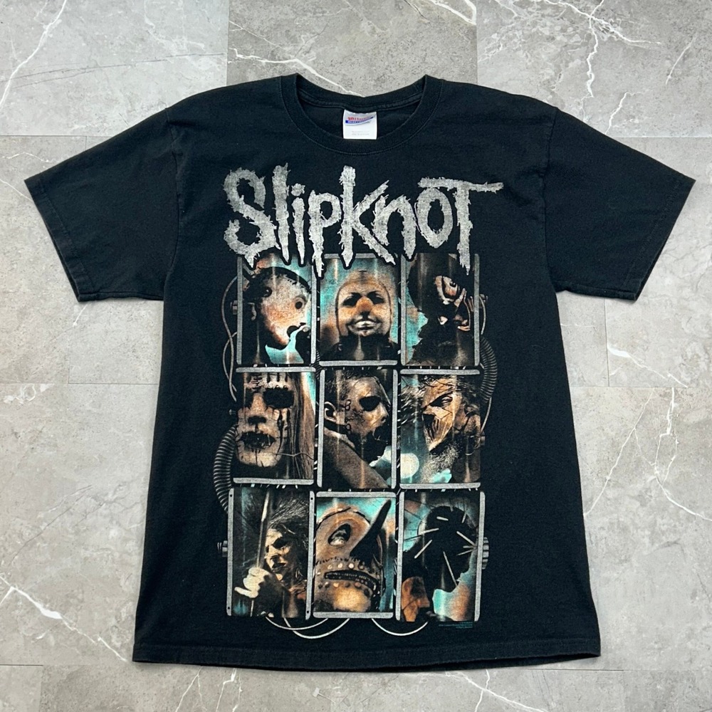 Slipknot Graphic Tee Mens Medium Faces Pentagram Double Sided Metal Band Shirt